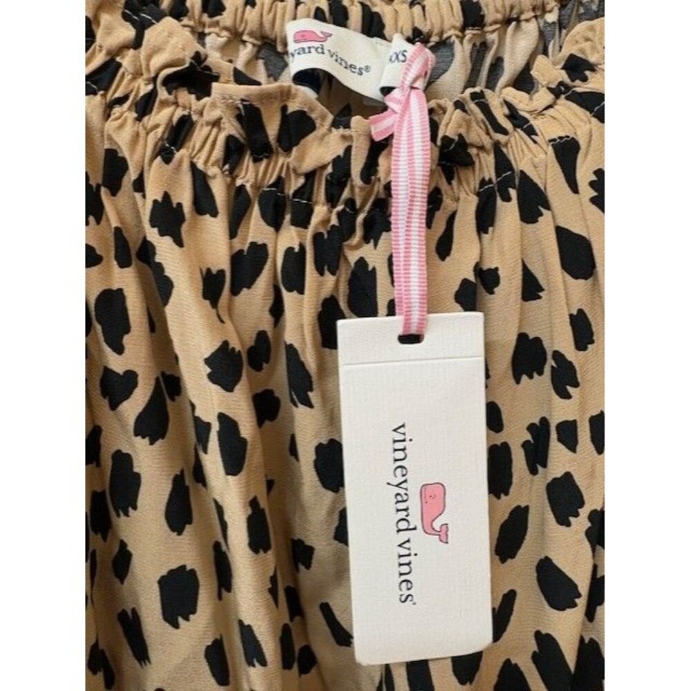 Vineyard Vines Womens XS Leopard Print Long Sleeve Blouse With Elastic Neckline - Picture 3 of 3